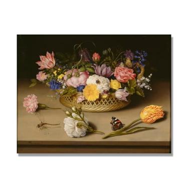 Imagem de NHLDZYH Flores clássicas ainda vida em tela retro buquê de flores pinturas estilo country decoração de parede para cozinha e sala de estar. A22. 80 x 105 cm apenas tela