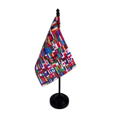 Imagem de Bandeira de Mesa Países do Mundo, 26cm Altura Total, Face Única, Multicolorido, Base Plástica, Tecido Oxford, 18x11cm, para Escritório, Eventos e Decoração