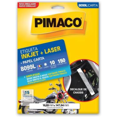 Imagem de Etiqueta Inkjet Laser 8099L 10 Folhas 16.93 X 147.64mm Pimaco