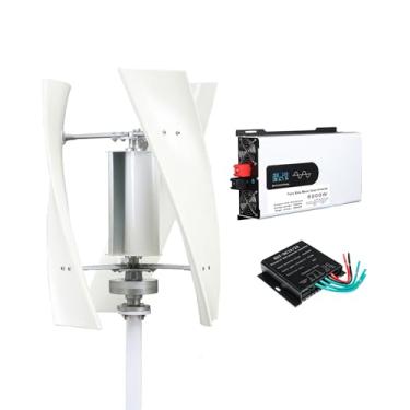 Imagem de HUIZHITENGDA Turbina Eólica Vertical, Fácil de Montar 6000W 12V/24V/48V Baixo Ruído 3 Pás Gerador Eólico com Controlador MPPT Adequado para Iluminação de Pátio/Rua,220v