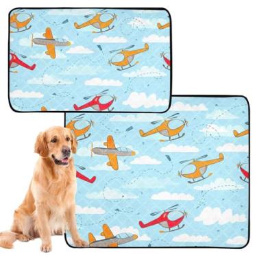 Imagem de TSENQUE Almofadas de xixi laváveis para cães, avião fofo, helicóptero, céu azul, reutilizável, para gatos, tapetes impermeáveis antiderrapantes para cães, pequeno x pacote com 3