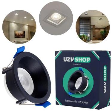 Imagem de Spot Recuado LED 6W Bivolt Versátil Quente Fria Preto Branco Quadrado 