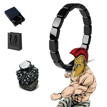 Imagem de Pulseira masculina de hematita Hemys New Hemys - Maneira natural de recuperar sua borda masculina, hematita lendária para homens - inspirada em generais romanos e guerreiros vikings (4 tamanhos: P, M