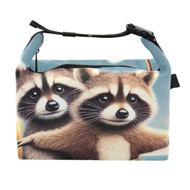 Imagem de TSENQUE Lancheira fofa guaxinim Titanic para mulheres com alça de ombro lancheira para trabalho adultos rosa engraçada bolsa isolada para trabalho