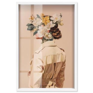 Imagem de Button Up to the Top Floral Shadowbox Print Floral Glam Wall Art por Art Remedy, moldura branca, 53 x 78 cm