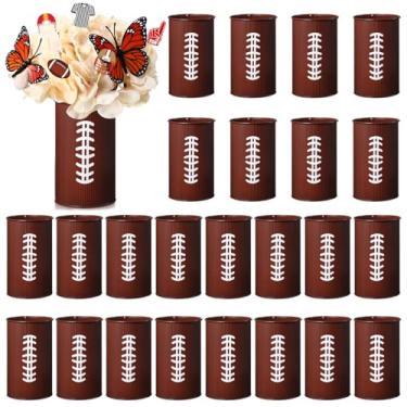 Imagem de Domensi Mesa de centro de mesa de futebol, vasos de metal galvanizado para decoração de flores artificiais, rúgbi, porta-canetas, potes engraçados, para cozinha, casa, rúgbi, festas, presentes (24