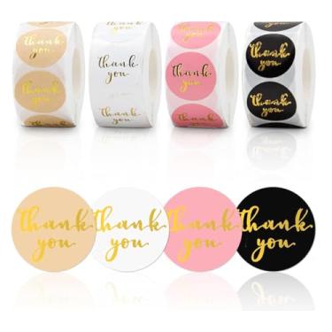 Imagem de Adesivo de agradecimento - 5 rolos, total de 2500 | Desenhos em papel alumínio, desenhos animados e desenhados à mão | Perfeito para presentes, embalagens de comércio eletrônico e celebrações (2000