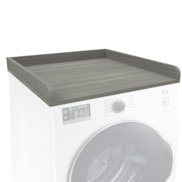 Imagem de SADIELIFE Apenas bancada de lavadora e secadora, trilhos de borda - 69,8 cm de profundidade x 69,8 cm de largura, organização de lavanderia cinza