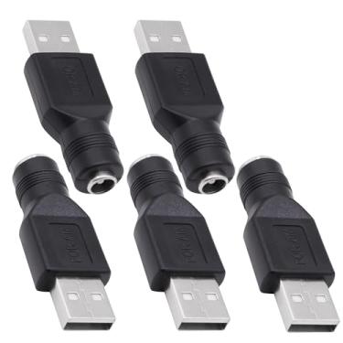 Imagem de YARCHONN Adaptador de alimentação USB A para DC5521 DC 5,5 mm x 2,1 mm fêmea para USB tipo A macho conector conversor de energia adaptador de carregador para laptop pequeno ventilador smartphone