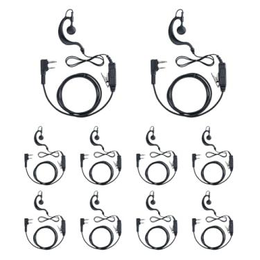 Imagem de AIRSN Fone de ouvido Walkie Talkie em forma de G com MIC&PTT para BF-888S UV-5R BF-F8HP, fone de ouvido de 2 pinos para rádio bidirecional H-777 RT21 RT22 Talkabout Kenwood [pacote com 10]