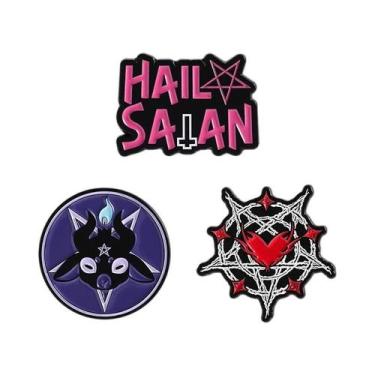 Imagem de Broche De Pentagrama Satânico Em Esmalte, Pin Gótico Para Lapela, Joia