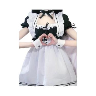 Imagem de Fantasia Kawaii Vintage De Maid Cafe, Vestido Lolita Com Laço Fofo Par