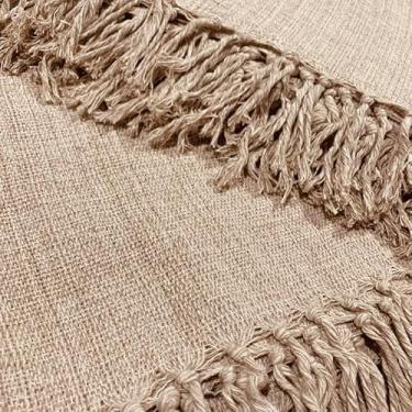 Imagem de Manta para Sofá Gigante Tipo Capa 100% Algodão – Artesanal com Nós nas Pontas Decorativa(Caramelo)