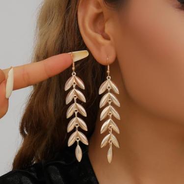 Imagem de Brincos longos com borla de folha de inverno leve para mulheres, hipoalergênicos, elegantes, vintage, joias penduradas, acessórios de moda para festas e uso diário, 13 g