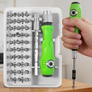 Imagem de Kit de ferramentas de precisão 32 em 1 com haste de extensão e brocas, conjunto organizador de várias peças para armazenamento de gaveta de mesa de escritório em casa