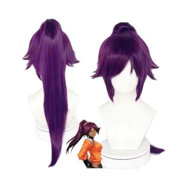 Imagem de Peruca De Cosplay Shihouin Yoruichi Com Rabo De Cavalo Longo Misturado