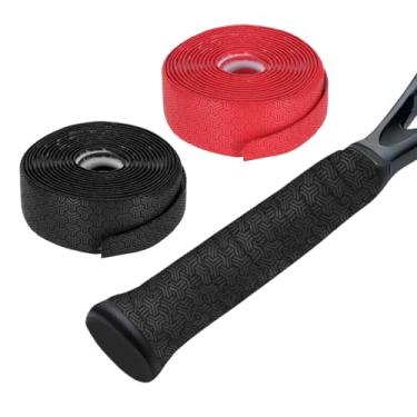 Imagem de YELARXI Fita de aderência para raquete de tênis, antiderrapante com overgrip elástico de 2 m e 2 peças e preto/vermelho super absorvente sensação seca aderência de badminton adequado para (bola de