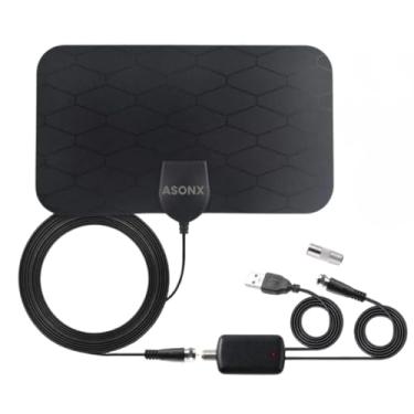 Imagem de Antena Tv Digital Interna Amplicador 4k Full Hd 30 Dbi Slim Cabo 5 metros Para Todos modelos de TVs 5 em 1 4K-HDTV-Digital-YHF-UHF-FM Compativel com LG Samsung AOC e Outras ASONX