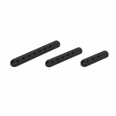 Imagem de Pacote com 3 clipes de cabo pretos com 3/5/7 compartimentos, organizador de cabos, suporte de fio USB para mesa, casa, escritório, carro