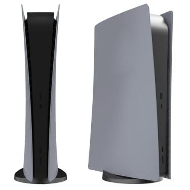 Imagem de Capa de substituição para console PS5, capa Megadream rígida ABS à prova de choque antiarranhões à prova de poeira, substitui a placa frontal compatível com PlayStation 5 edição digital (cinza)