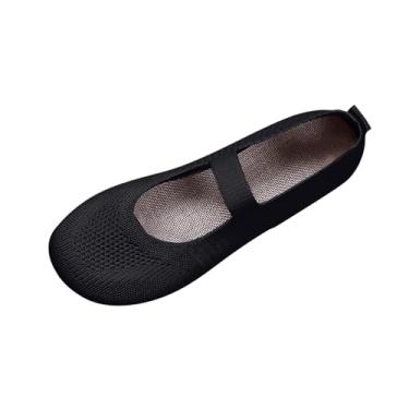 Imagem de Tênis de trabalho feminino casual sem cadarço cor sólida bico redondo respirável cano baixo macio liso EU 36-43, Preto, 39