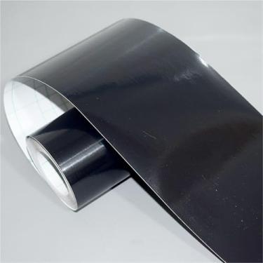 Imagem de GQQGSHOP Borda de papel de parede autoadesiva de 10 metros, fita de reparo de acabamento de borda de PVC, acabamentos de moldagem de rodapé, para banheiro, sala de estar, cozinha (preto brilhante, 6