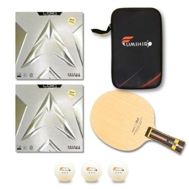 Imagem de Raquete de Tênis Mesa Profissional Madeira ZLC Clássica, Borrachas Arthur Europe Diamond, 3 Bolinhas 3 Estrelas e Capinha Retangular FUMIHIRO, Pronta para Uso