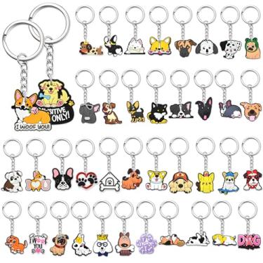 Imagem de Chaveiros fofos a granel, 40 peças, chaveiro de cachorro fofo, chaveiro kawaii, para meninos, meninas, bugigangas, mochila divertida, berloques, acessórios, animais de estimação, prêmios de sala de