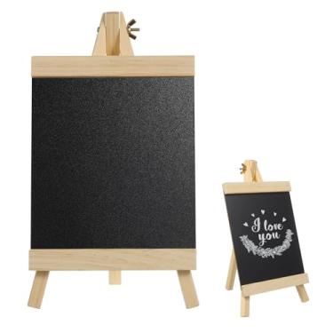 Imagem de jojofuny Placa de madeira para quadro-negro com suporte de cavalete para exibição de menu de casamento, cozinha, restaurante, quadro de mensagens reutilizável para decoração e eventos DIY