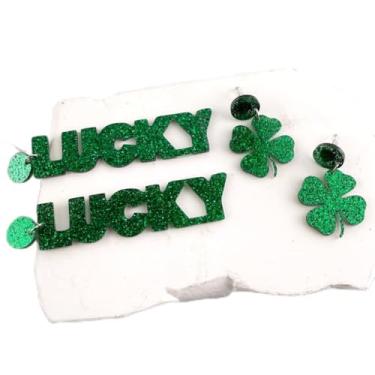 Imagem de 2 pares de brincos femininos de Dia de São Patrício, acessórios com pingente de trevo da sorte, joias acrílicas de trevo verde irlandês, presentes de festa de festival, decoração de feriado, Small