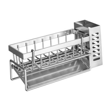 Imagem de Ｂｅｓｇａ Organizador de ralo de pia de cozinha multifuncional e com suporte para pauzinhos e escorredor de aço inoxidável.