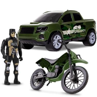 Imagem de Kit Pick Up E Moto Force Warfare C/ Soldado - Samba Toys