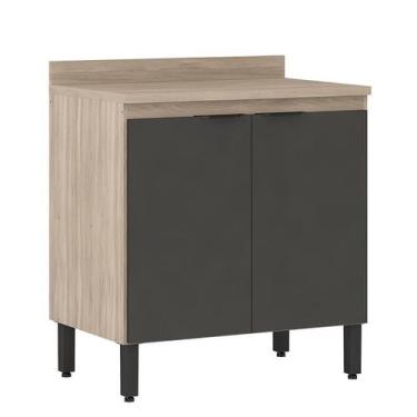 Imagem de Balcão Firenze 2 Portas 80cm Avena/Grafito com Tampo MDP - Demóbile, A
