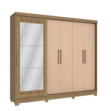 Imagem de Guarda-roupa com Espelho Kappesberg 5 Portas Marrom Bege