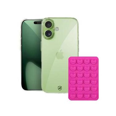 Imagem de Kit Capa Crystal Slim para iPhone 17 +  Ventosa - Rosa - Gshield