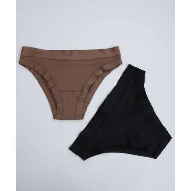 Imagem de Kit 2 Calcinhas Biquíni DelRio-61020, P, Marrom, Preto