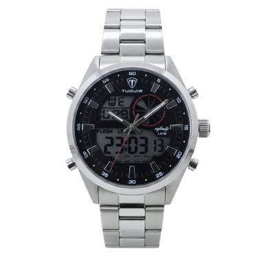 Imagem de Relógio Masculino de Aço Tuguir AnaDigi Infinity GCS-1265 Prata e Preto