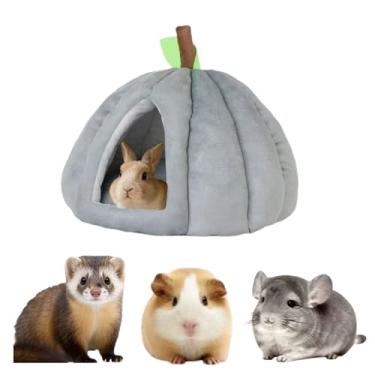 Imagem de Copfeu Cama de coelho de estimação, adorável ninho aconchegante em forma de abóbora, refúgio confortável espesso, adequado para coelhos, porquinhos-da-índia, furões, chinchilas e outros animais de