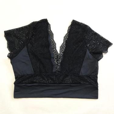 Imagem de Cropped Renda Luxo Decote - Roupa De Dormir Dia E Noite, Preto, M