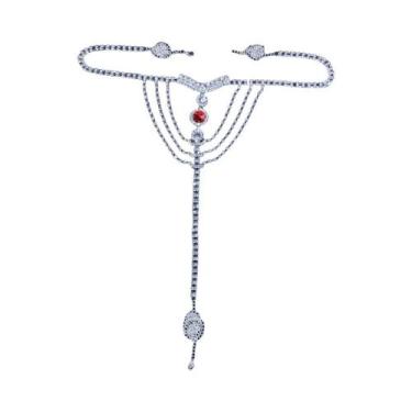 Imagem de Corrente De Cintura De Cristal Vermelho Com Strass Para Mulheres, Joia