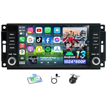 Imagem de [4G + 64G] Rádio estéreo automotivo para Jeep Wrangler JK 2007-2018 Dodge RAM 1500 2009-2012 Dodge Avenger Challenger 2008-2014, 17.8 cm Touchscreen Wireless Carplay Android Auto GPS WiFi Bluetooth