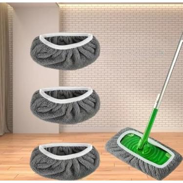 Imagem de Almofadas de esfregão de microfibra - Pacote com 3 refis laváveis reutilizáveis para limpeza de piso molhado e seco - Serve na maioria dos esfregões padrão (cinza)