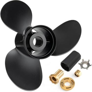 Imagem de Qiclear Hélice de barco de alumínio atualizada 13X19 Pitch 48-77346A45 para motores de popa Mercury 60 75 90 100 115 Hp, 15 dentes estriados, kits de cubo incluídos, Rh, 13X19p