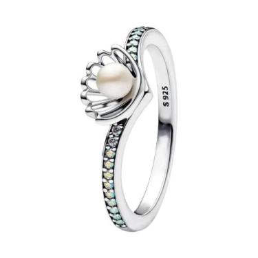 Imagem de Anel De Prata Esterlina 925 Com Laço Rosa Pérola Branca Para Mulheres,