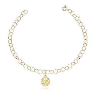 Imagem de Pulseira Portuguesa + Pingente Anjo Da Guarda Ouro 10k P25 - MAEHLER A