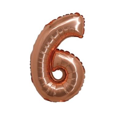 Imagem de BALAO METALIZADO C/CANUDO 16" ROSE GOLD NUMERO 6