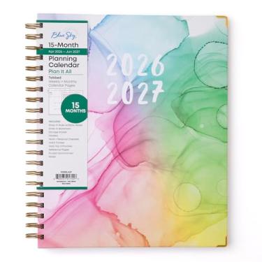 Imagem de Blue Sky Calendário planejador semanal e mensal de 15 meses 2025-2026, 21,6 x 28 cm (tinta arco-íris - 2026/2027, 21,6 cm x 28 cm)