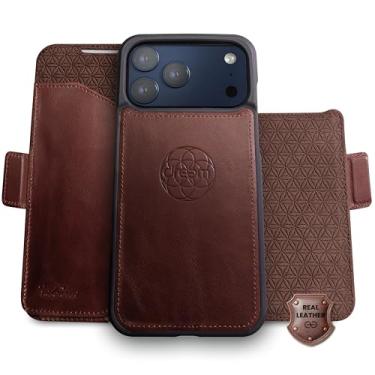 Imagem de Dreem Real Leather for iPhone 17 Pro Case Wallet, Revolutionary Phone Stand, MagSafe-Fit, Magnetic Detachable Flip Cover, RFID Blocking Card Holder, Gift-Box [Fibonacci:Chestnut]