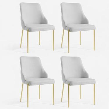 Imagem de Kit 4 Cadeiras Jantar Aurora Pé Metal Dourado Assento Espuma - Straso,