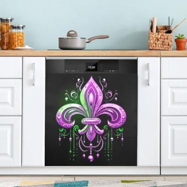 Imagem de ATTX Capa magnética para lava-louças Mardi Gras | Adesivo decorativo de eletrodomésticos de 58 x 66 cm para armários domésticos e eletrodomésticos (68)
